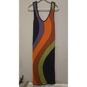 Eloquii Women's 2XL Multicolor Wave Knit Sleeveless Long Dress Casual Coverup